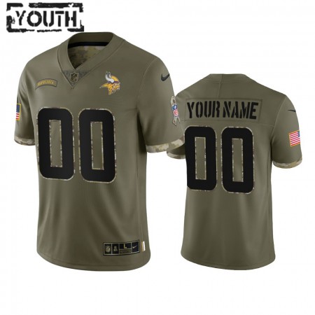 Kinder Minnesota Vikings Trikot Personalisiert 2022 Salute To Service Olive